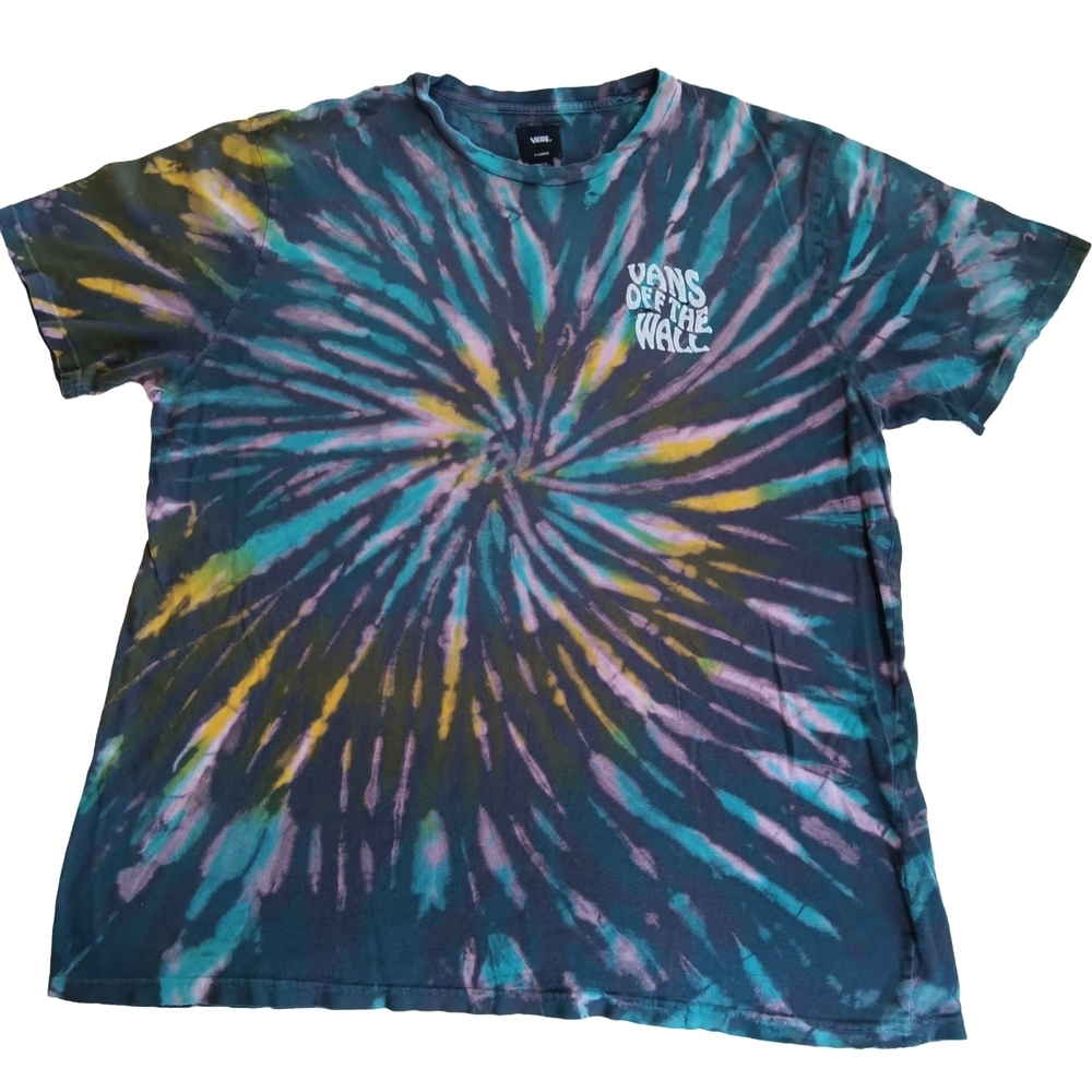 Vans Vintage Multicolor Short Sleeve Spiral Tyr Dye Tee.  Sz Med
